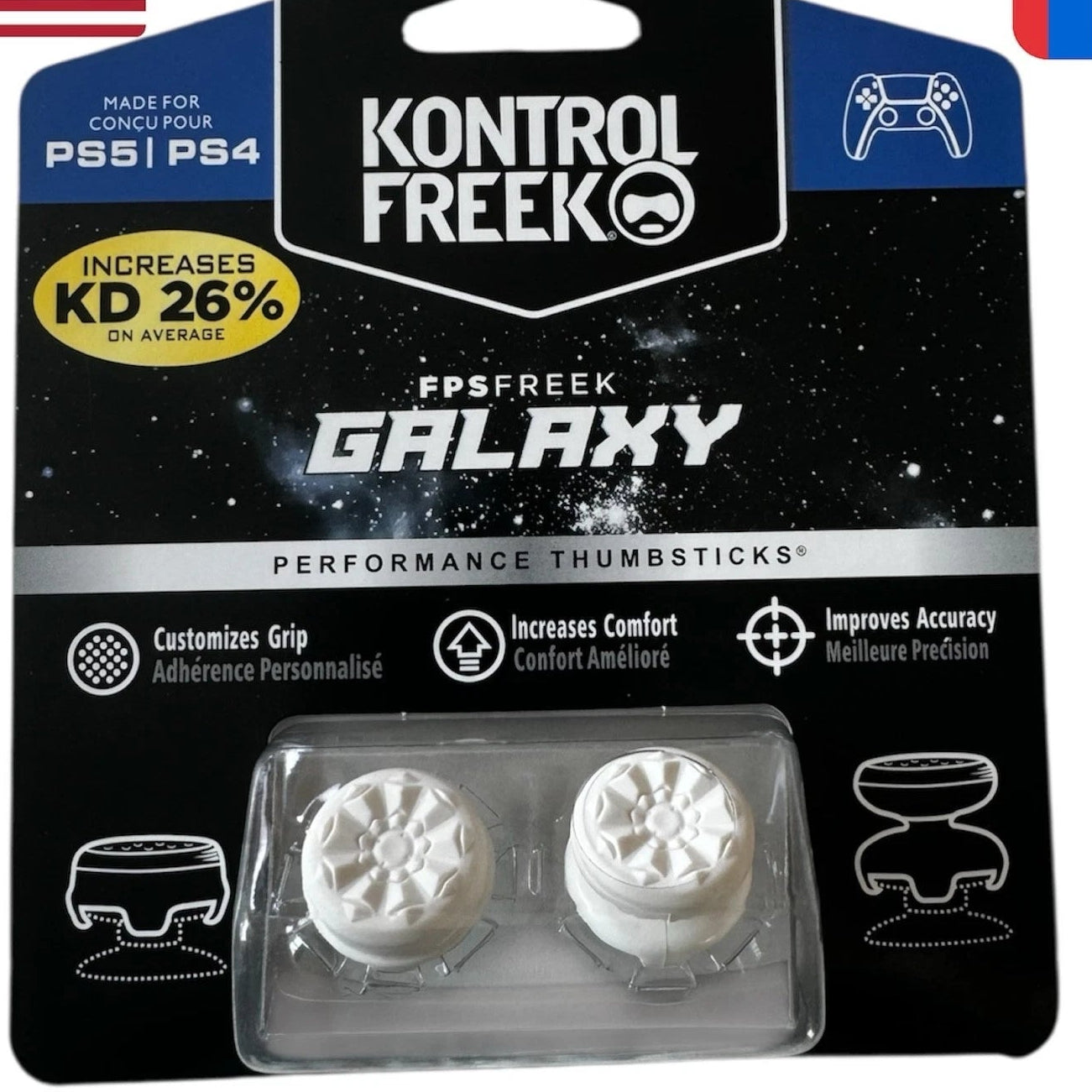 FPS Thumbsticks for PS4 & PS5 – White Galaxy Grip Set – Ships Fast