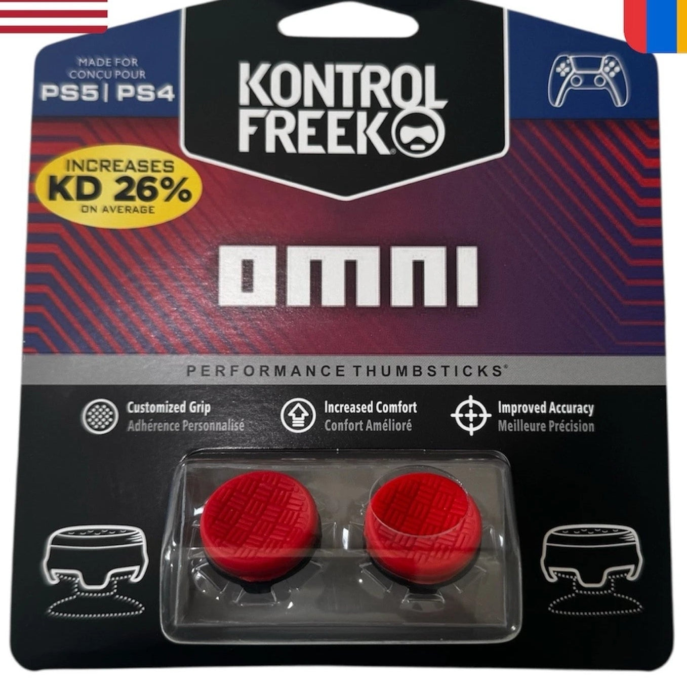 FPS Thumbsticks for PS4 & PS5 – Omni Red Grip Set – Ships Fast