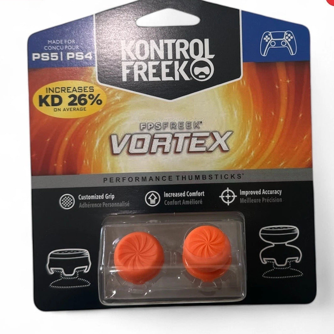 FPS Thumbsticks for PS4 & PS5 – Vortex Orange Grip Set – Ships Fast